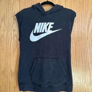 Nike Women's Solstice Wash Black Sleeveless Pullover Hoodie Size Small